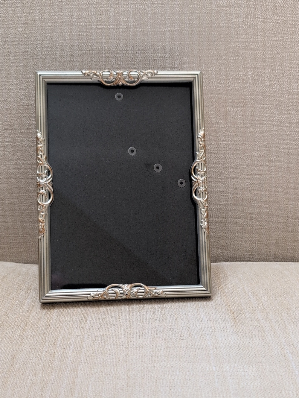 Ornate Silver Picture Frame - Elegant Vintage Home Accent - 5x7 Photo Opening
